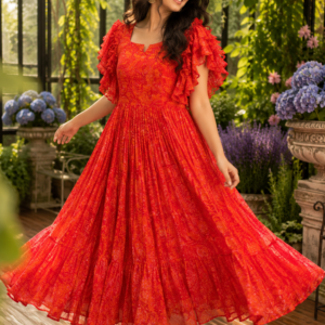 Pure Chiffon Fabric Frock – Lightweight Flowy Casual Ethnic Dress