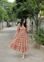 Calf Length Georgette Frock – Flowy Midi Ethnic Dress