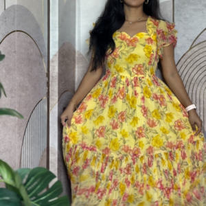 Yellow Orange Chiffon Frock – Casual Ethnic Wear