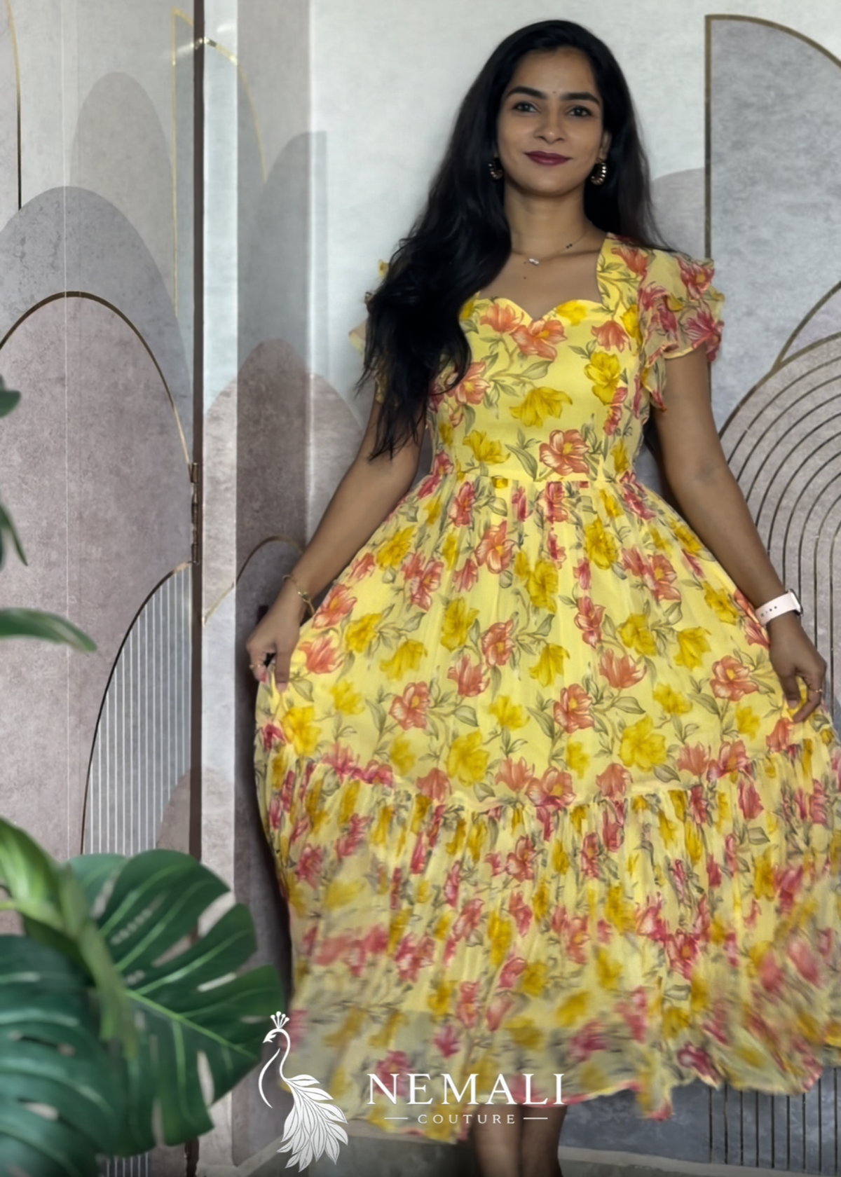 Yellow Orange Chiffon Frock – Casual Ethnic Wear Yellow Orange Chiffon Frock – Casual Ethnic Wear
