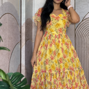 Yellow Orange Chiffon Frock – Casual Ethnic Wear