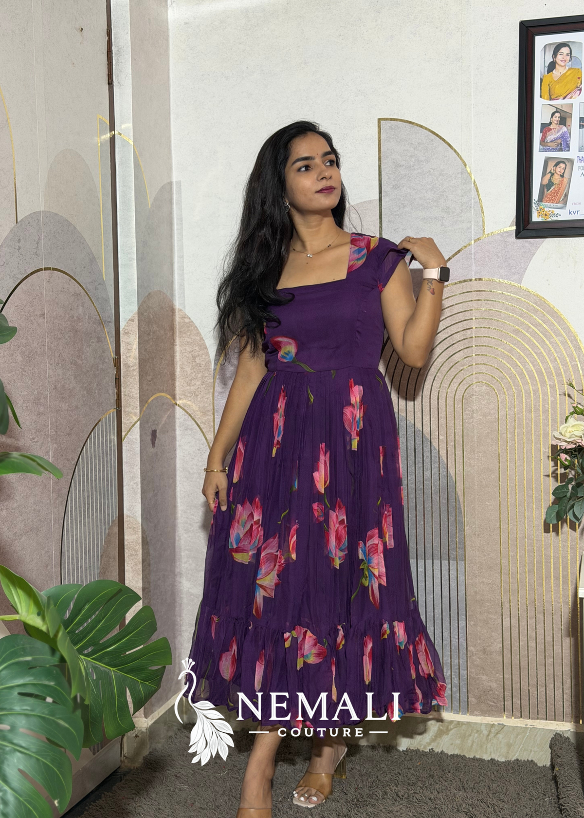 Chiffon Floral Design Frock – Lightweight Casual Ethnic Dress Chiffon Floral Design Frock – Lightweight Casual Ethnic Dress