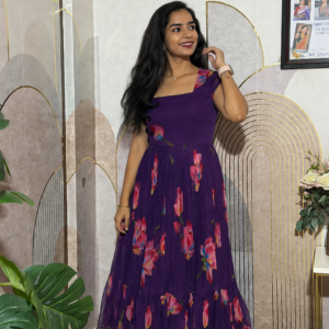Chiffon Floral Design Frock – Lightweight Casual Ethnic Dress