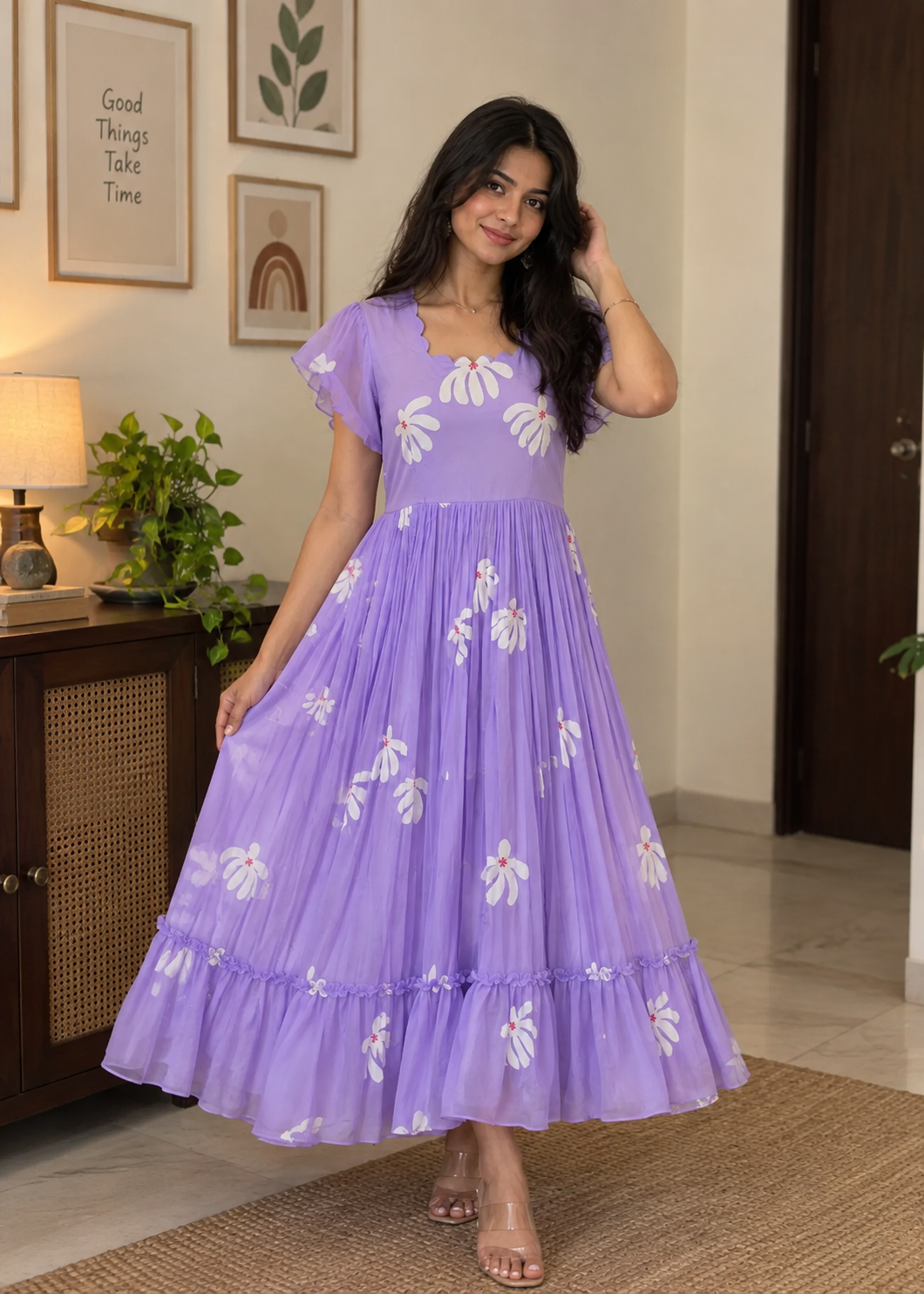 Hand painted Georgette Frock Hand painted Georgette Frock