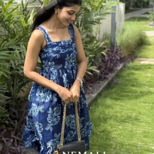 Blue Lily Floral Ethnic Frock – Casual Everyday Dress