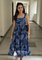 Blue Lily Floral Ethnic Frock – Casual Everyday Dress