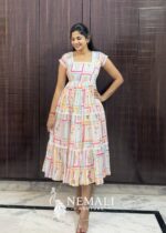 Square Neck Mul Chanderi Frock – Trendy Lightweight Casual Ethnic Dress