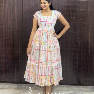 Square Neck Mul Chanderi Frock – Trendy Lightweight Casual Ethnic Dress