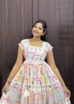 Square Neck Mul Chanderi Frock – Trendy Lightweight Casual Ethnic Dress