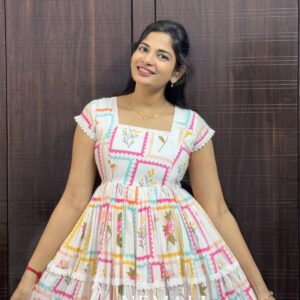 Square Neck Mul Chanderi Frock – Trendy Lightweight Casual Ethnic Dress