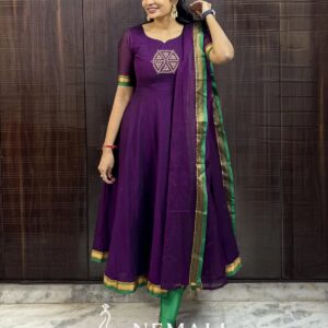 Narayanapet Fabric Frock with Maggam Work – Embroidered Festive Ethnic Dress