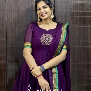 Narayanapet Fabric Frock with Maggam Work – Embroidered Festive Ethnic Dress