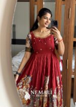 Kalamkari Silk Frock with Hand Work – Artistic Festive Ethnic Dress