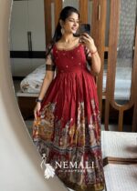 Kalamkari Silk Frock with Hand Work – Artistic Festive Ethnic Dress