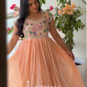 Georgette Hand Work Frock – Embellished Festive Ethnic Dress