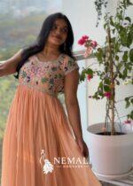 Georgette Hand Work Frock – Embellished Festive Ethnic Dress