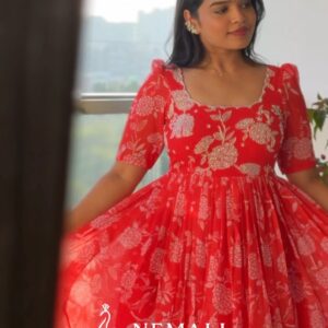 Pure Georgette Festive Frock – Elegant Ethnic Occasion Wear