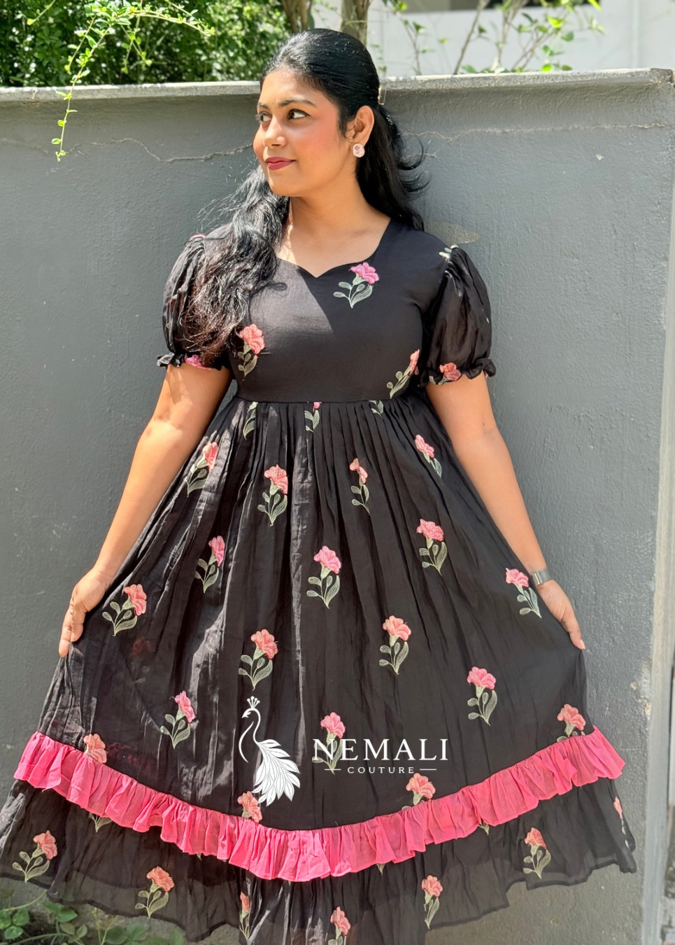 Black Mul Chanderi Frock – Elegant Lightweight Casual Ethnic Dress Black Mul Chanderi Frock – Elegant Lightweight Casual Ethnic Dress