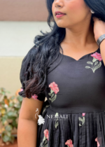 Black Mul Chanderi Frock – Elegant Lightweight Casual Ethnic Dress