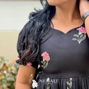 Black Mul Chanderi Frock – Elegant Lightweight Casual Ethnic Dress