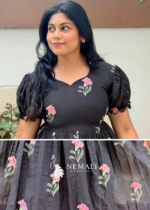 Black Mul Chanderi Frock – Elegant Lightweight Casual Ethnic Dress