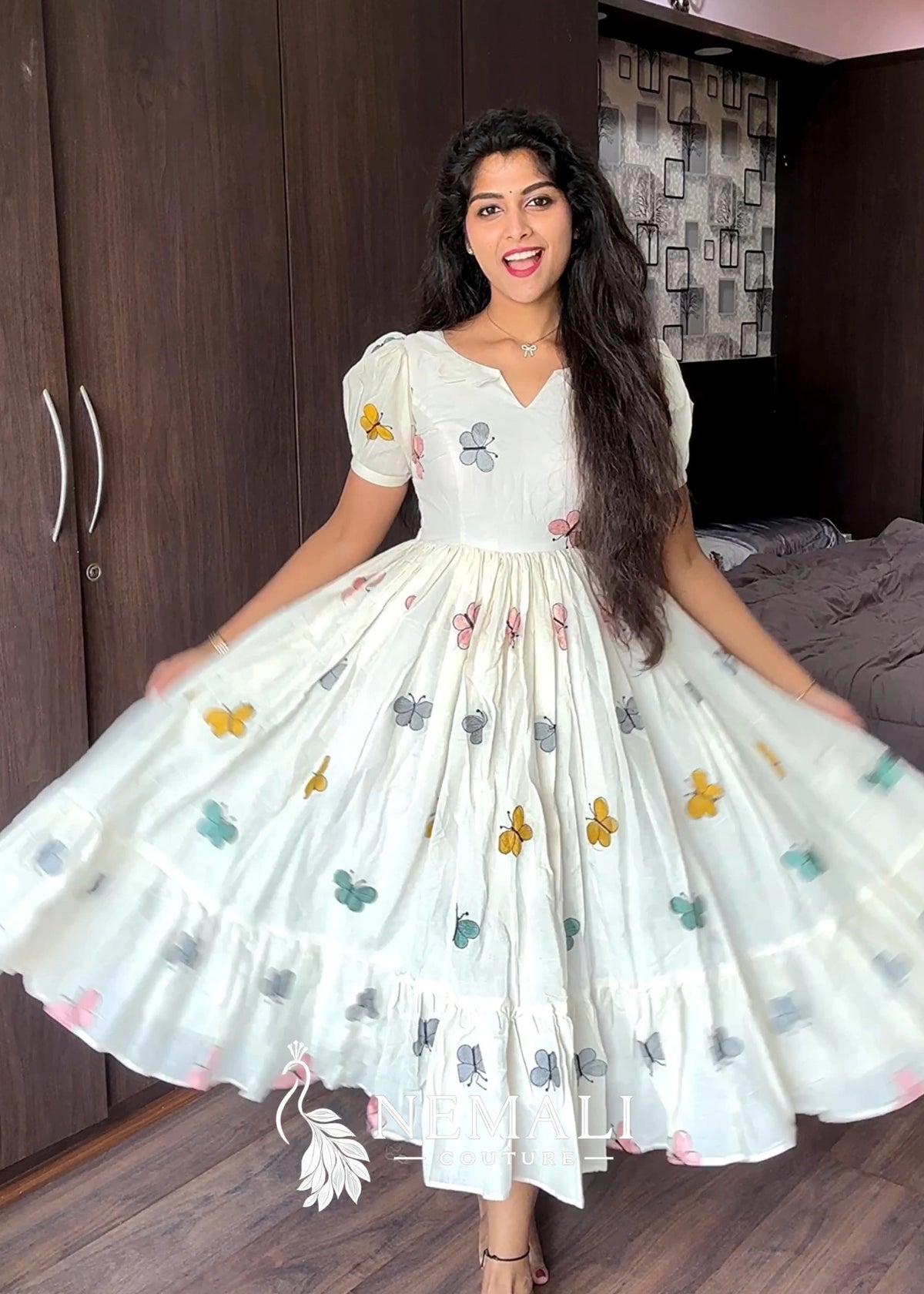 Kora Cotton Hand Painted Frock – Artistic Casual Ethnic Dress Kora Cotton Hand Painted Frock – Artistic Casual Ethnic Dress