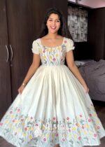 Kora Cotton Embroidery Casual Frock – Handcrafted Everyday Ethnic Dress