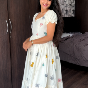 Kora Cotton Embroidery Casual Frock – Handcrafted Everyday Ethnic Dress