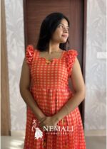 Orange Mul Chanderi Frock – Lightweight Casual Ethnic Dress