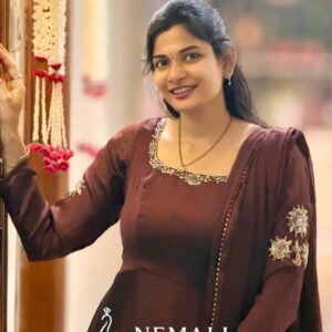 American Crepe Long Frock – Elegant Ethnic Maxi Dress
