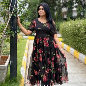 Chiffon Fabric Casual Frock