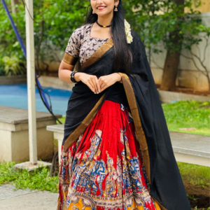 Kalamkari Silk Lehenga – Hand-Painted Festive Ethnic Skirt Set