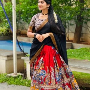 Kalamkari Silk Lehenga – Hand-Painted Festive Ethnic Skirt Set